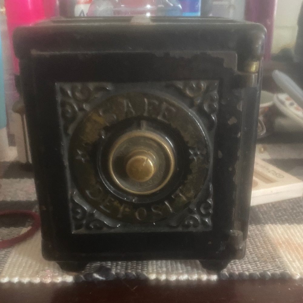Vintage Black Safe Deposit Box